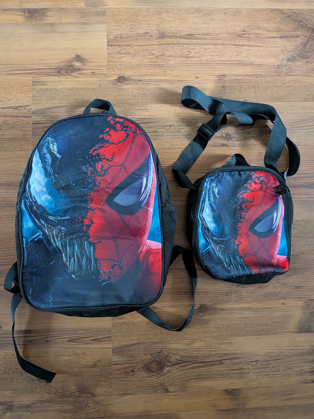 New Spider-Man & Venom Split-Face Boys Backpack and Matching Lunch bag Set